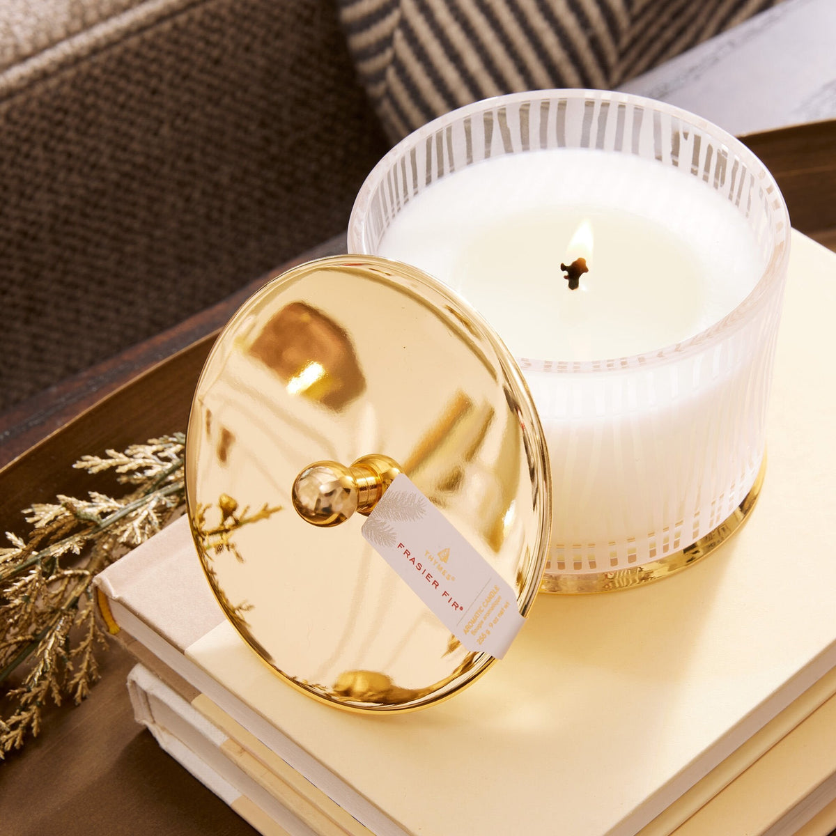 Frasier Fir? Gilded Frosted Wood Grain Candle