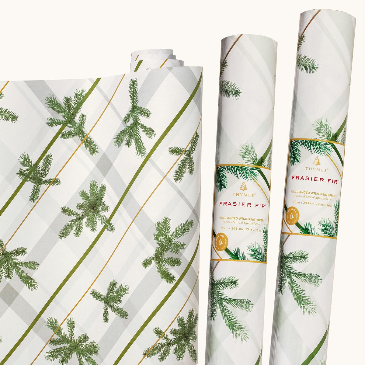 Frasier Fir® Frosted Plaid Wrapping Paper. 2 Pack