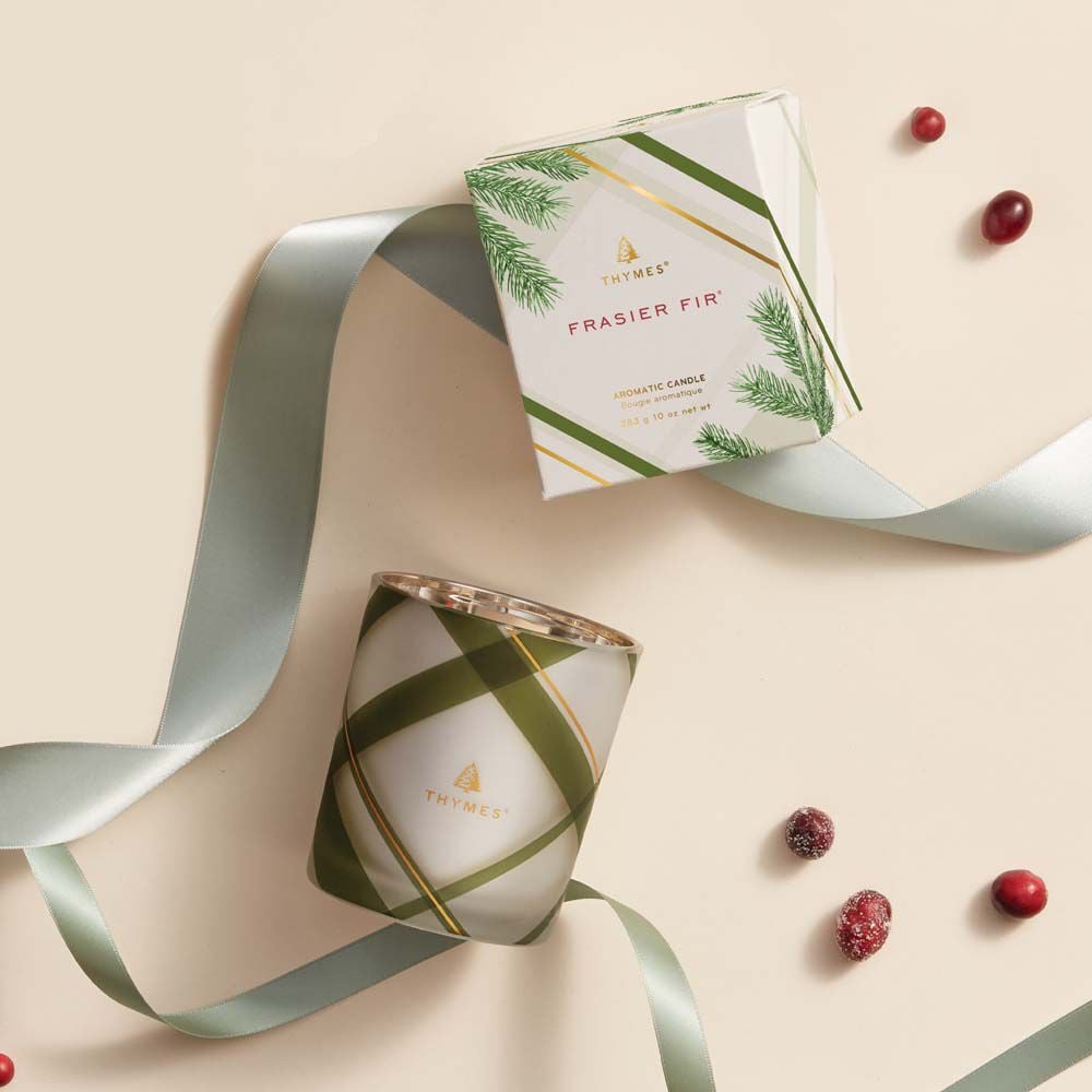 Frasier Fir? Frosted Plaid Medium Candle